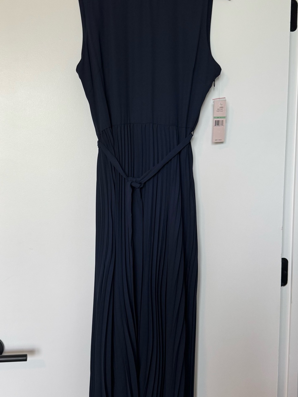 Lanette Lepore Sleeveless Navy Pleated Maxi Dress